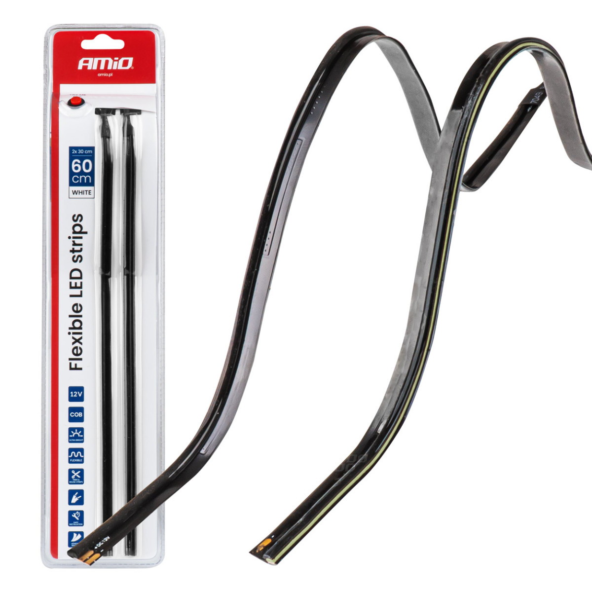 Flexible COB-LED-Streifen 2x30 cm 12V, weiß