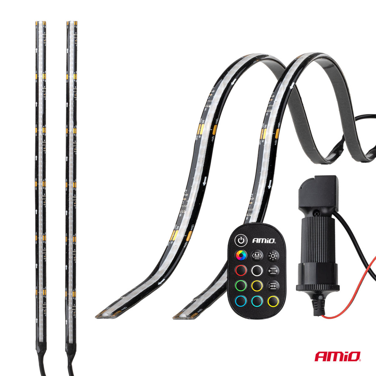 Flexible seitliche LED-COB-Streifen 2x30 cm 12V, RGB verschiedene Farben, mit Fernbedienung