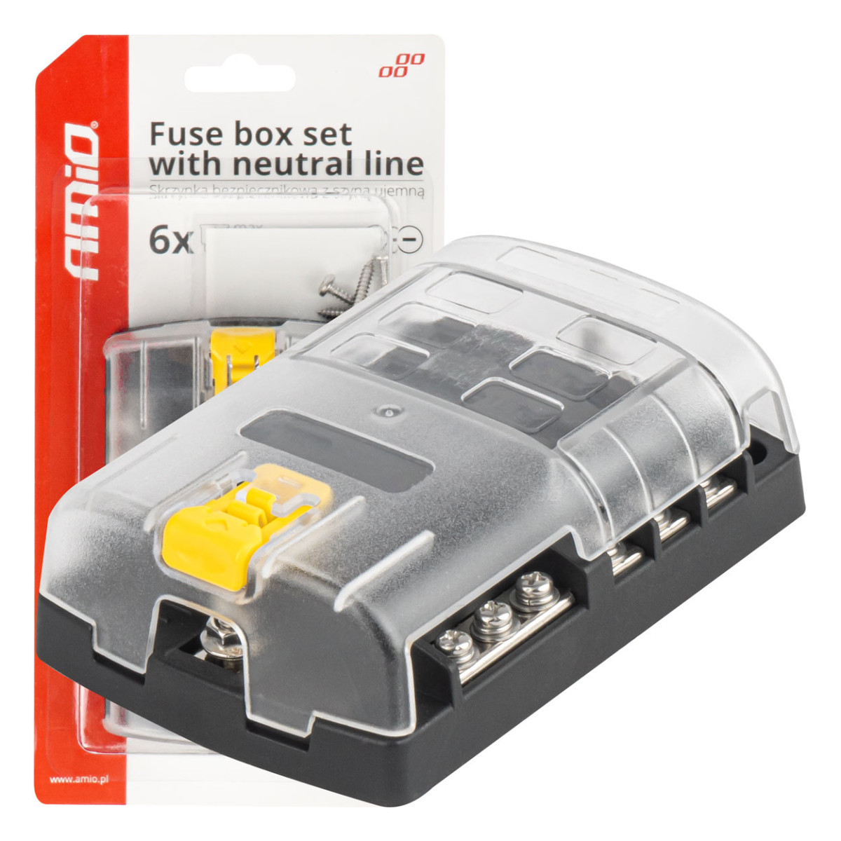 Sicherungskasten, 6-fach mit Schraubkontakten und Minuspol AMIO-03833