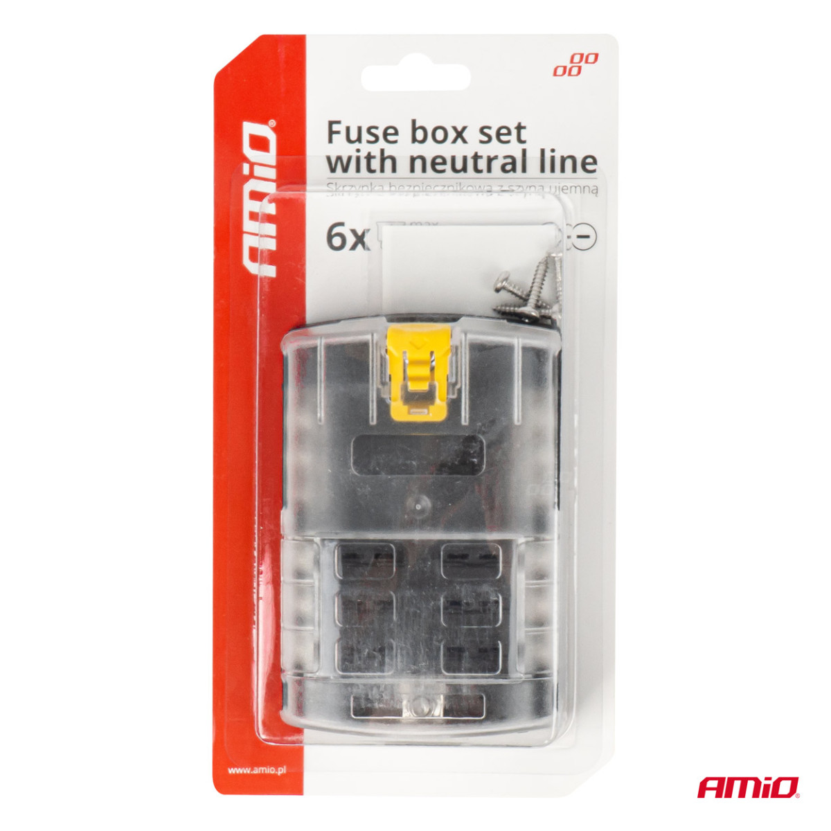 Sicherungskasten, 6-fach mit Schraubkontakten und Minuspol AMIO-03833