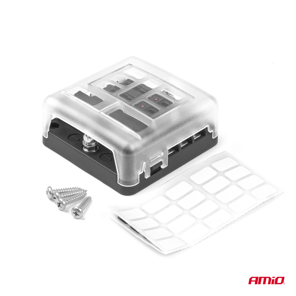 Sicherungskasten, 6 Steckdosen mit LED und Minuspol AMIO-03038