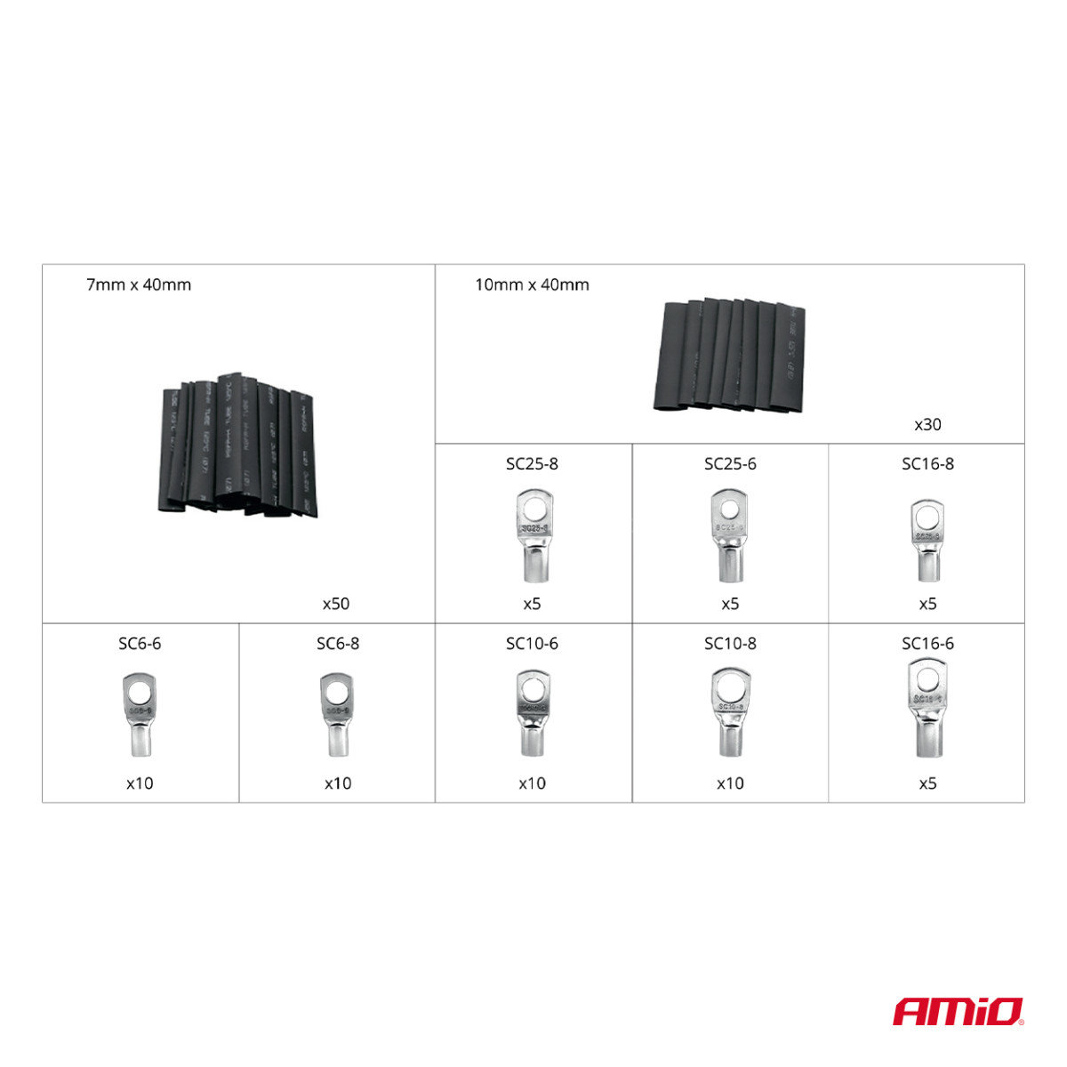 Wärmeschrumpfende Drahtverbinder und -schläuche, 140 Stück. AMIO-04122