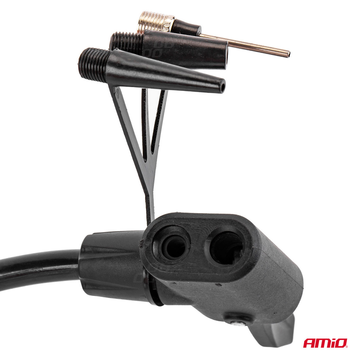 Hochwertige Doppelkolben-Fußpumpe 2×Ø45 mm mit Manometer und Adaptern PU07