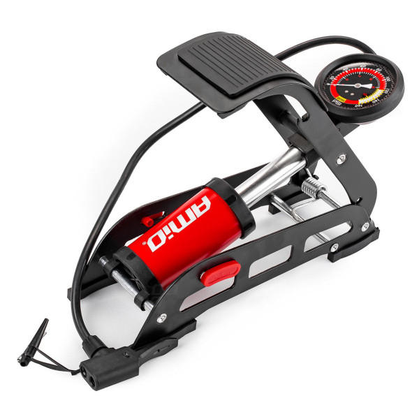 HQ Einkolben-Fußpumpe Ø55 mm mit Manometer und Adaptern PU06