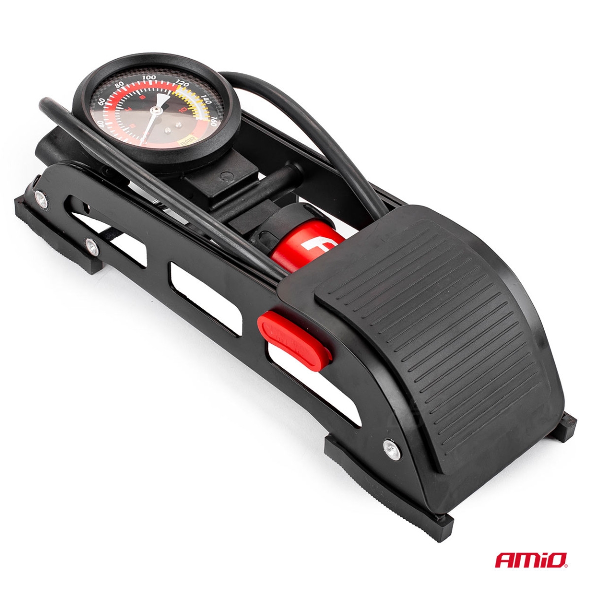 HQ Einkolben-Fußpumpe Ø55 mm mit Manometer und Adaptern PU06