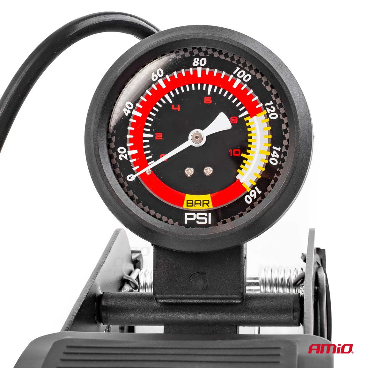 HQ Einkolben-Fußpumpe Ø55 mm mit Manometer und Adaptern PU06