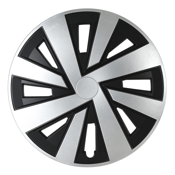 Radkappe 1 Stück PLUTON, silber und schwarz 15"