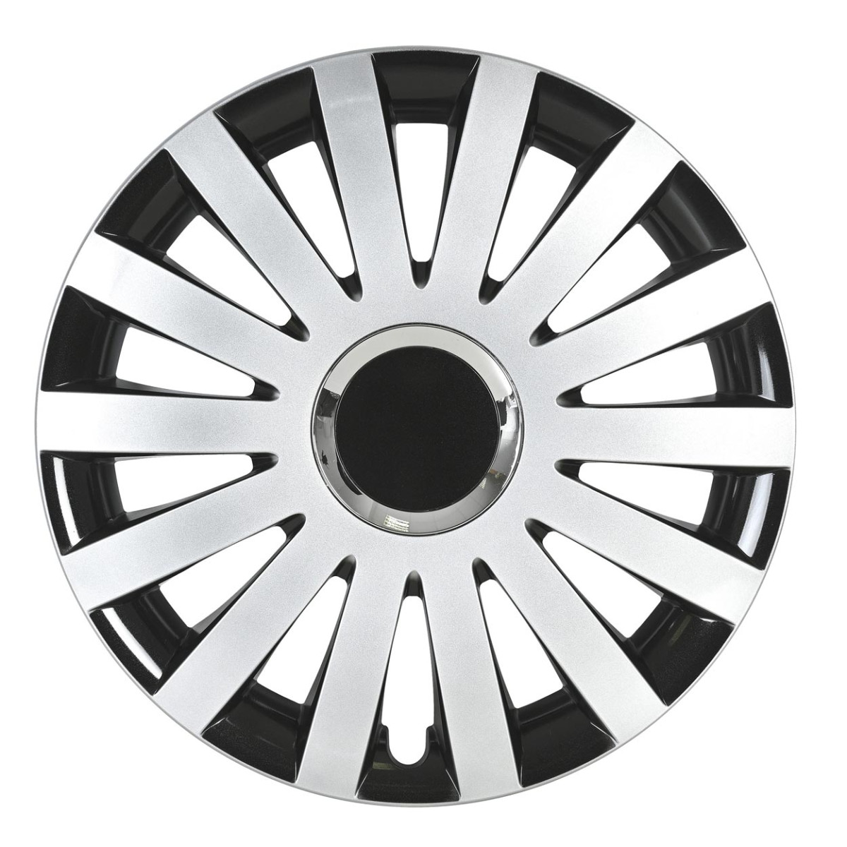 Radkappe 1 Stück SAIL, schwarz und silber 15"