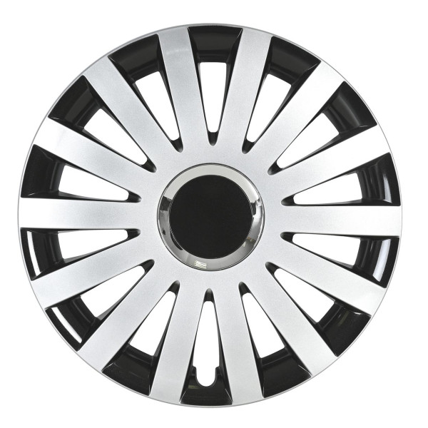 Radkappe 1 Stück SAIL, schwarz und silber 15"