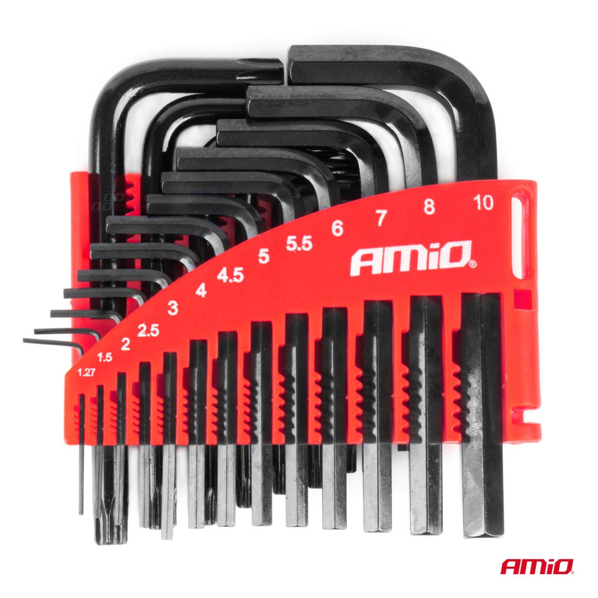 Sechskant- und Torx-Schlüsselsatz CRV, schwarz, 22-teilig, AMIO-04297