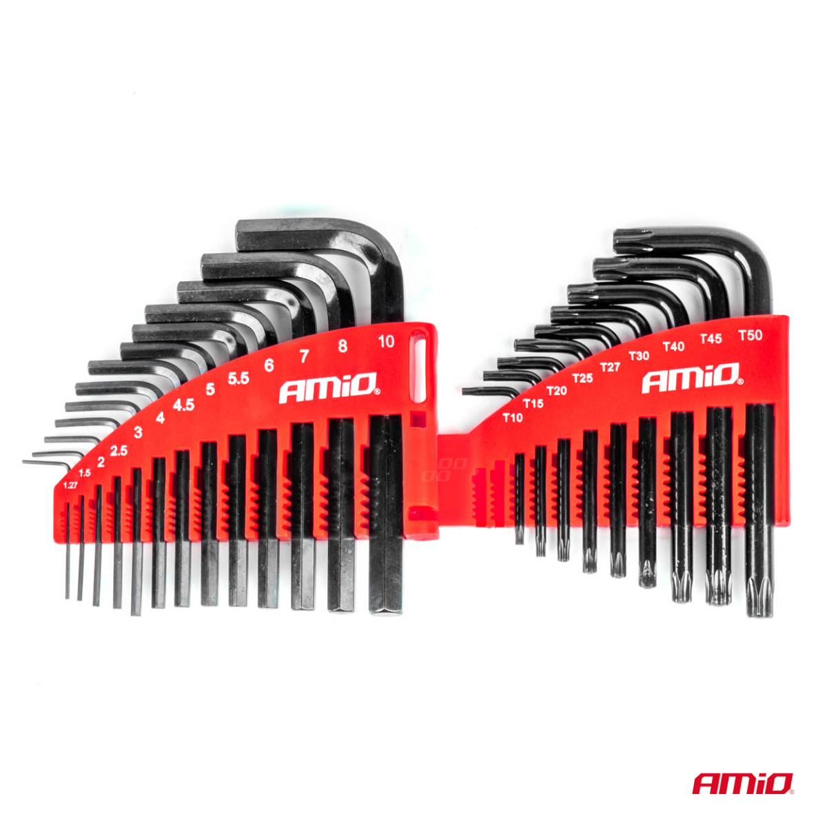 Sechskant- und Torx-Schlüsselsatz CRV, schwarz, 22-teilig, AMIO-04297