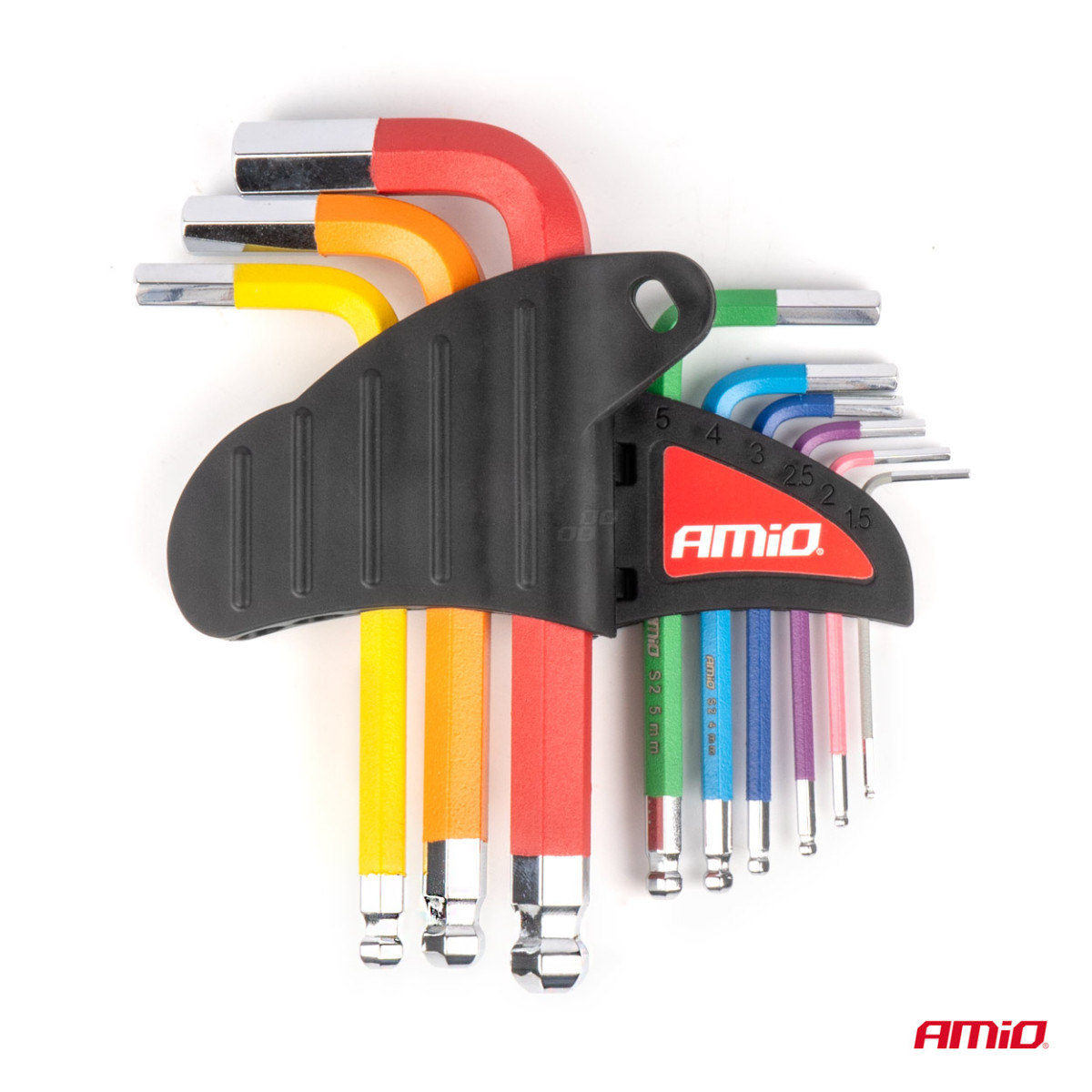 Sechskantschlüssel (Inbusschlüssel) mit Kugel, kurz, 9 Stück, S2 AMIO-04298