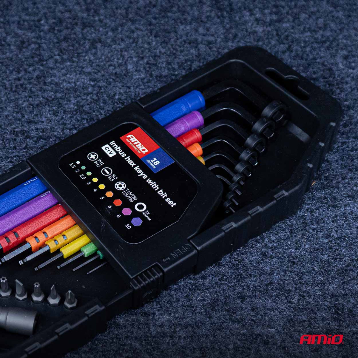 Sechskantschlüssel (Inbus) mit Kugel und Bit-Set, 18-teilig, CR-V AMIO-04787