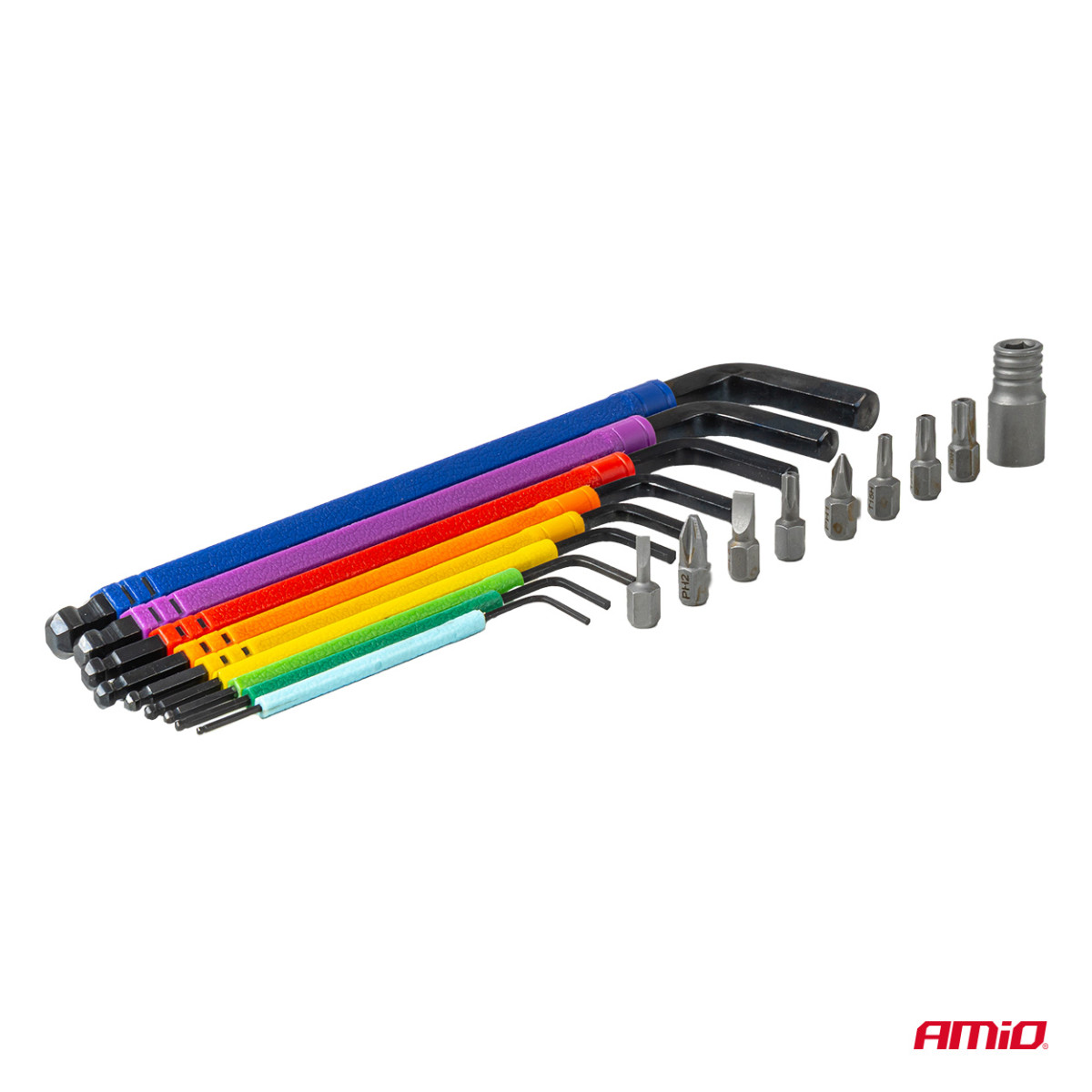 Sechskantschlüssel (Inbus) mit Kugel und Bit-Set, 18-teilig, CR-V AMIO-04787