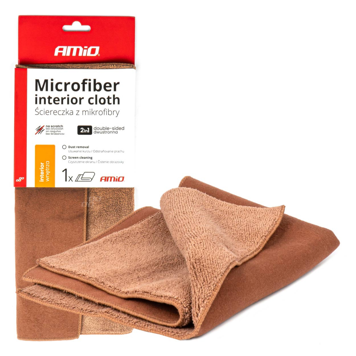 Mikrofasertuch 2in1 KORALLE+WILDLEDER 30×30 cm, 500 g/m², AMIO-03982