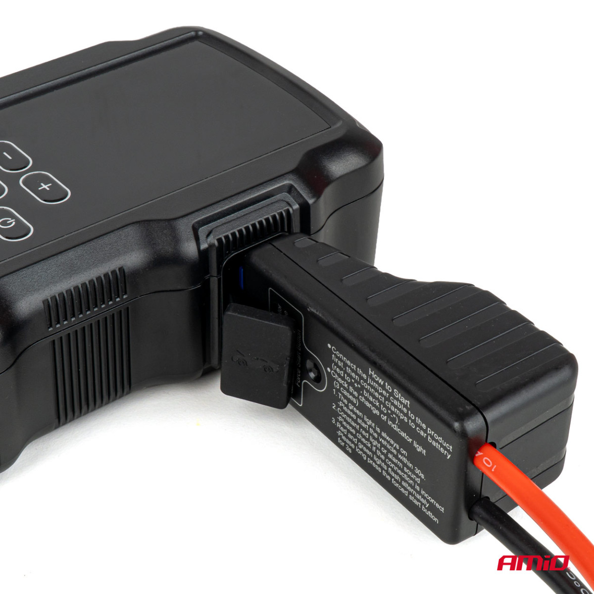 Starthilfe-Booster 4-in-1 mit Kompressor / Powerbank 12V 17Ah 900A, AMIO-05126