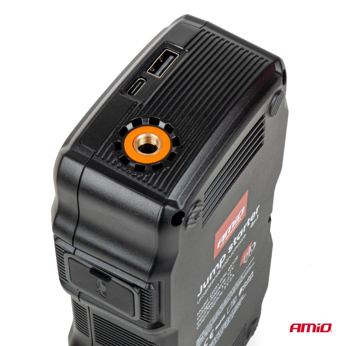 Starthilfe-Booster 4-in-1 mit Kompressor / Powerbank 12V 17Ah 900A, AMIO-05126