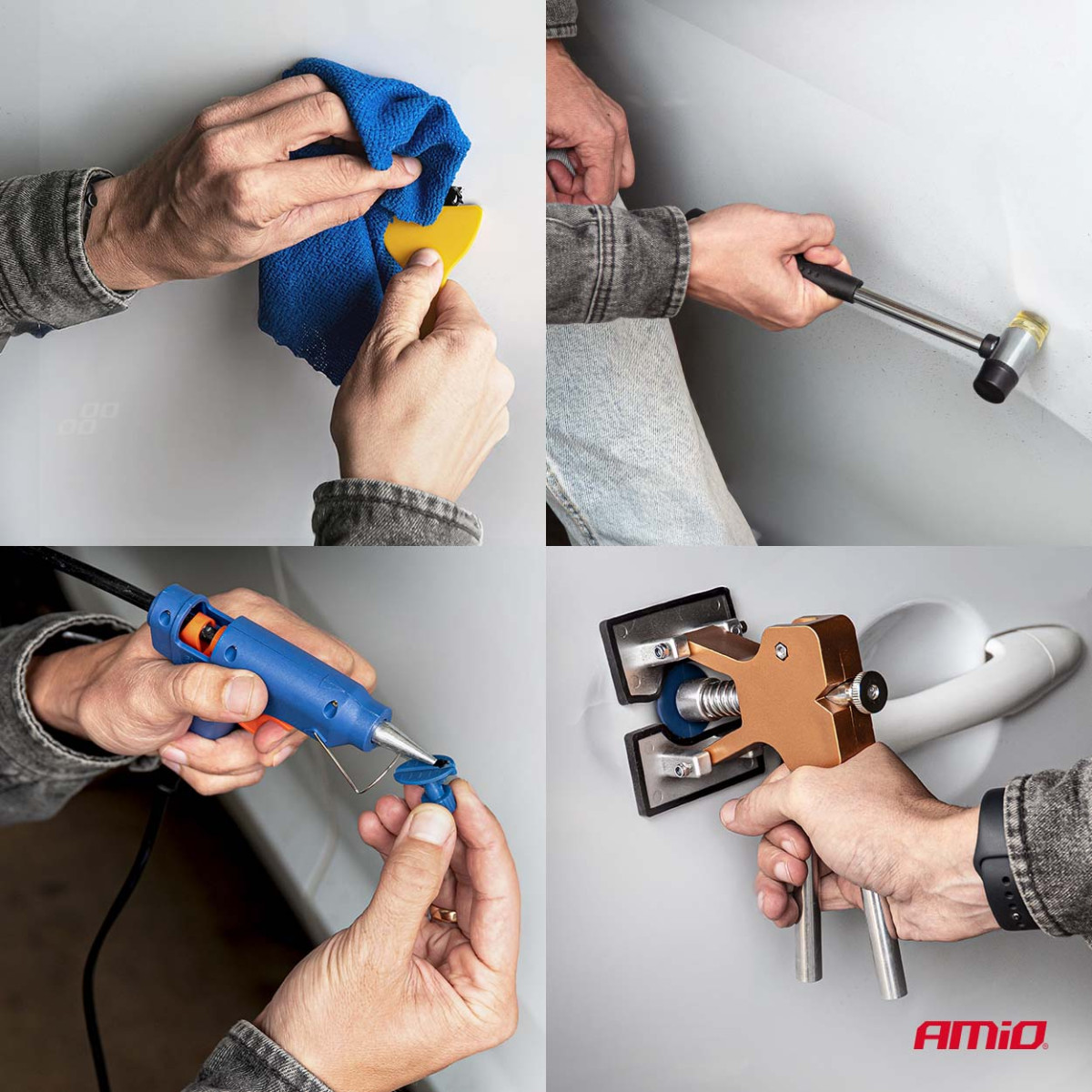 Großes PDR-Karosserie-Ausbeulset mit Tasche, AMIO-04600