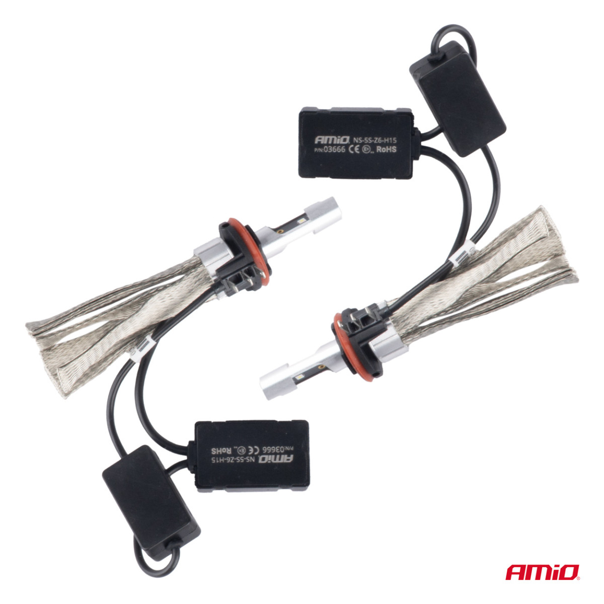 LED-Scheinwerferlampen FLEX+ H15 6000K Serie 12V 24V Canbus, 2 Stück. AMIO-03666