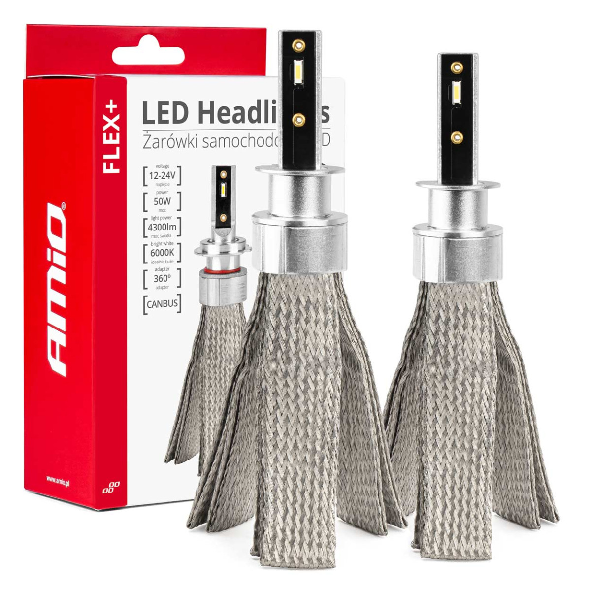 LED-Scheinwerferlampen FLEX+ Serie H1 CAN-Bus 6000K 12-24V AMIO-03655