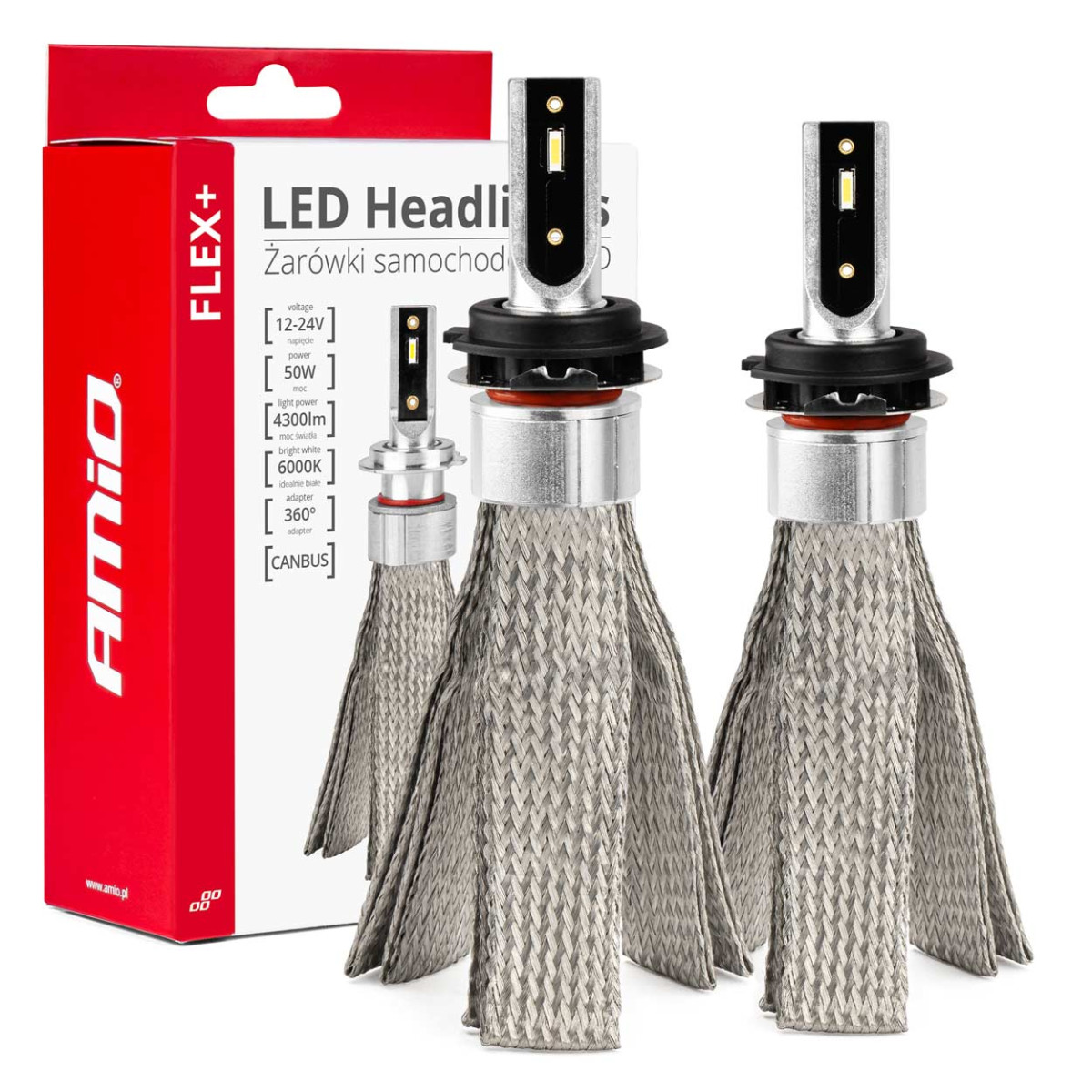 LED-Scheinwerferlampen FLEX+ Serie H7-6 CAN-Bus 6000K 12-24V AMIO-03662