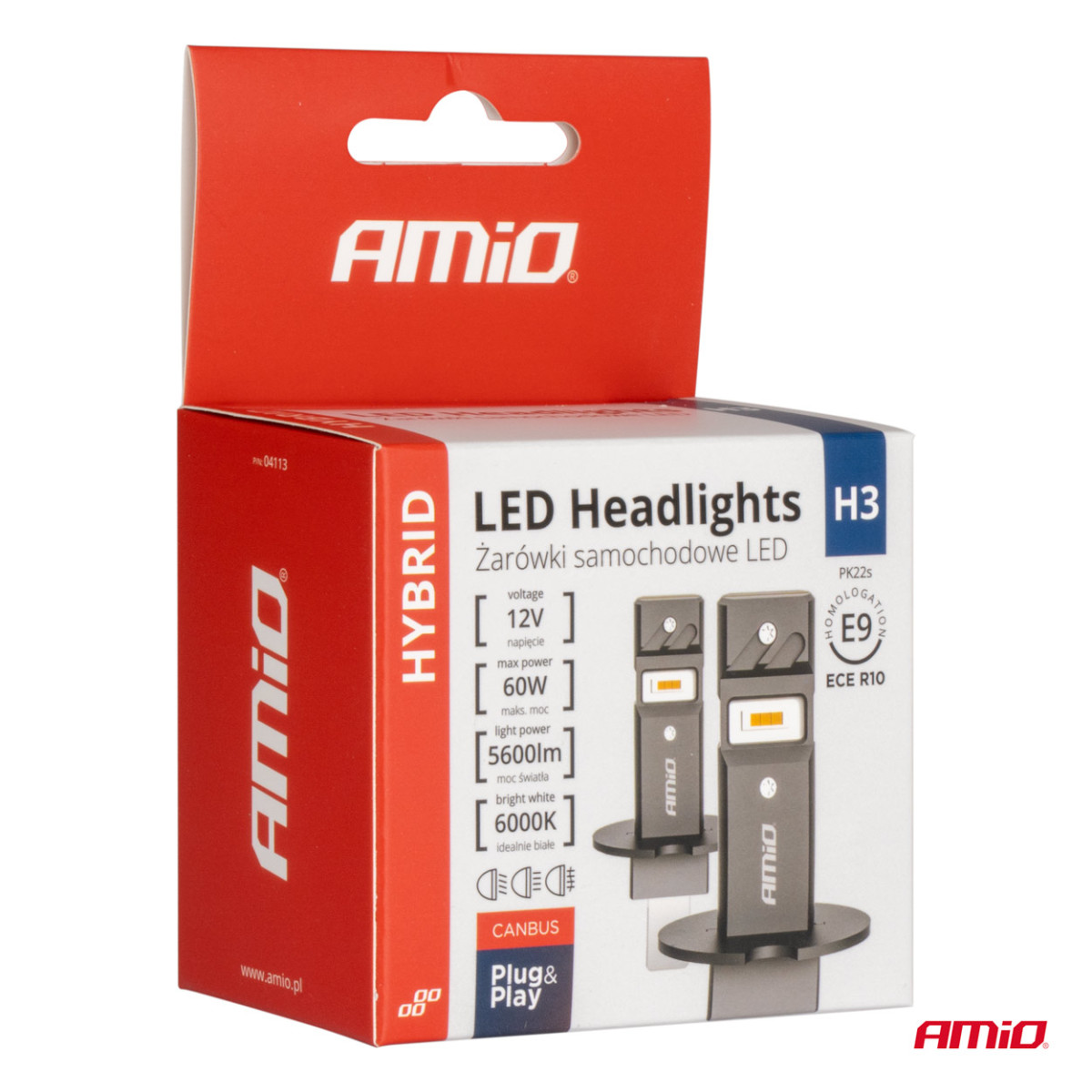LED-Scheinwerferlampen Hybrid-Serie H3 6000K Canbus 60W AMIO-04113
