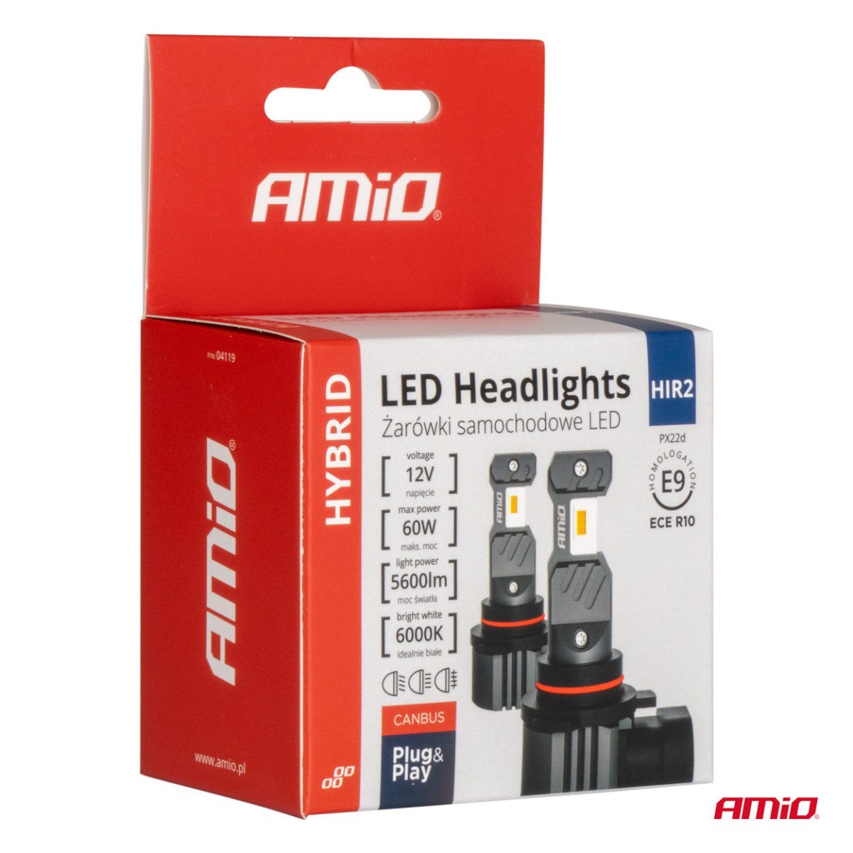 LED-Scheinwerferlampen Hybrid-Serie HIR2 6000K Canbus 60W, AMIO-04119