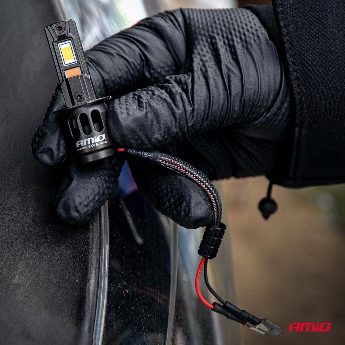 LED-Scheinwerferlampen Serie F25 PRO SCHWARZ VOLL CANBUS H3 68W 12V 24V, AMIO-04718