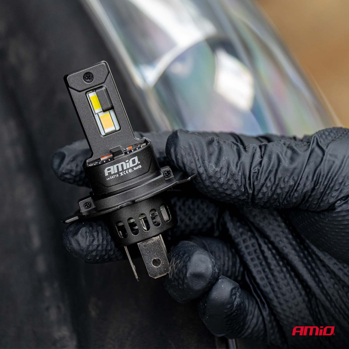 LED-Scheinwerferlampen F25 PRO SCHWARZ VOLL CANBUS H4 H19 70W 12V 24V AMIO-04719