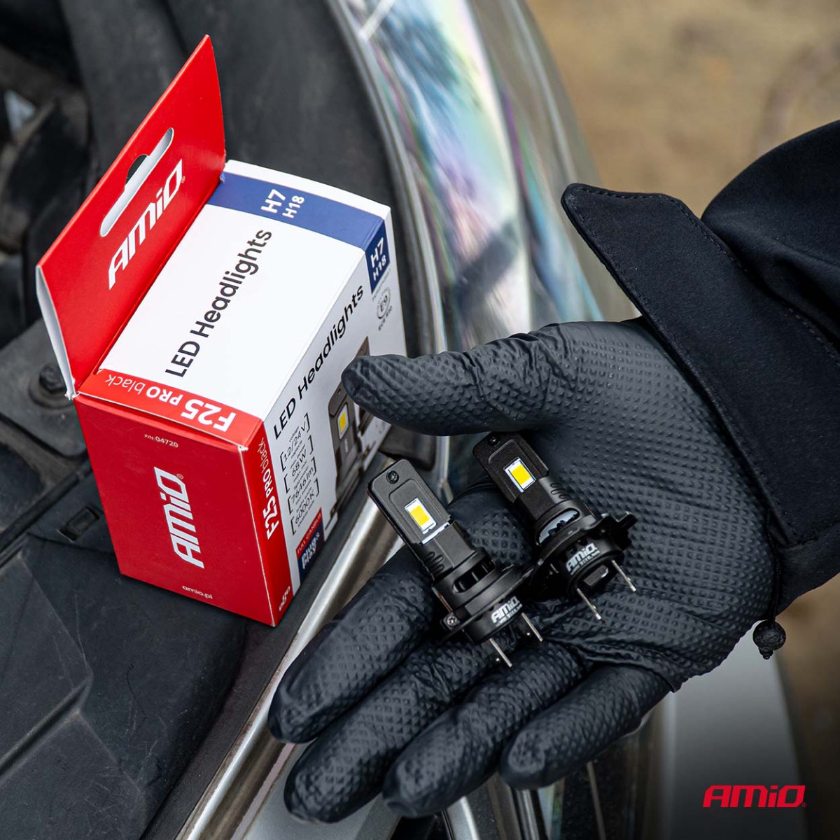 LED-Scheinwerferlampen F25 PRO SCHWARZ VOLL CANBUS H7 68W 12V 24V, AMIO-04720
