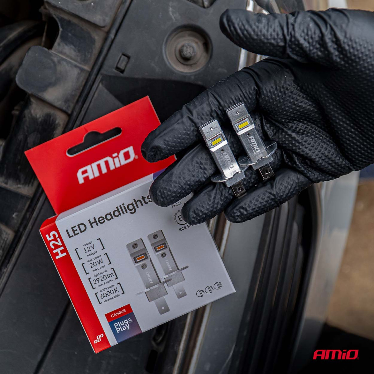 LED-Scheinwerferlampen Serie H25 CANBUS H3 12V 20W, AMIO-04710