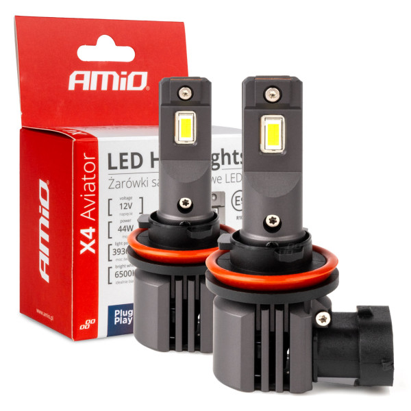 LED-Scheinwerferlampen der X4-Serie AVIATOR H8/H9/H11/H16 6500K max 44W AMIO-03765