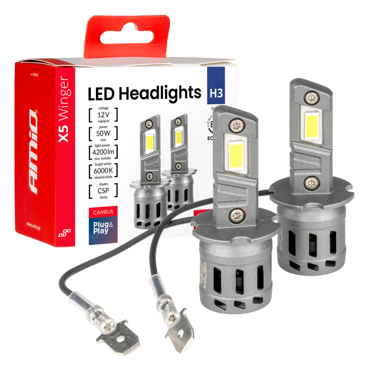 LED-Scheinwerferlampen der X5-Serie WINGER H3 6000K max 30W AMIO-03944