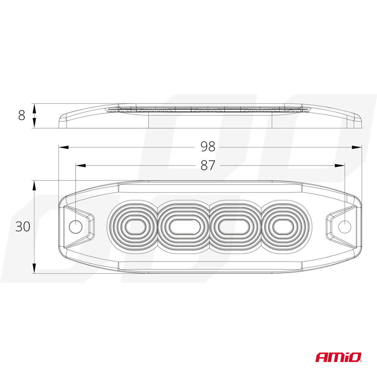 LED-Warnleuchte 4 LED R65 R10 12-24V AMIO-02298