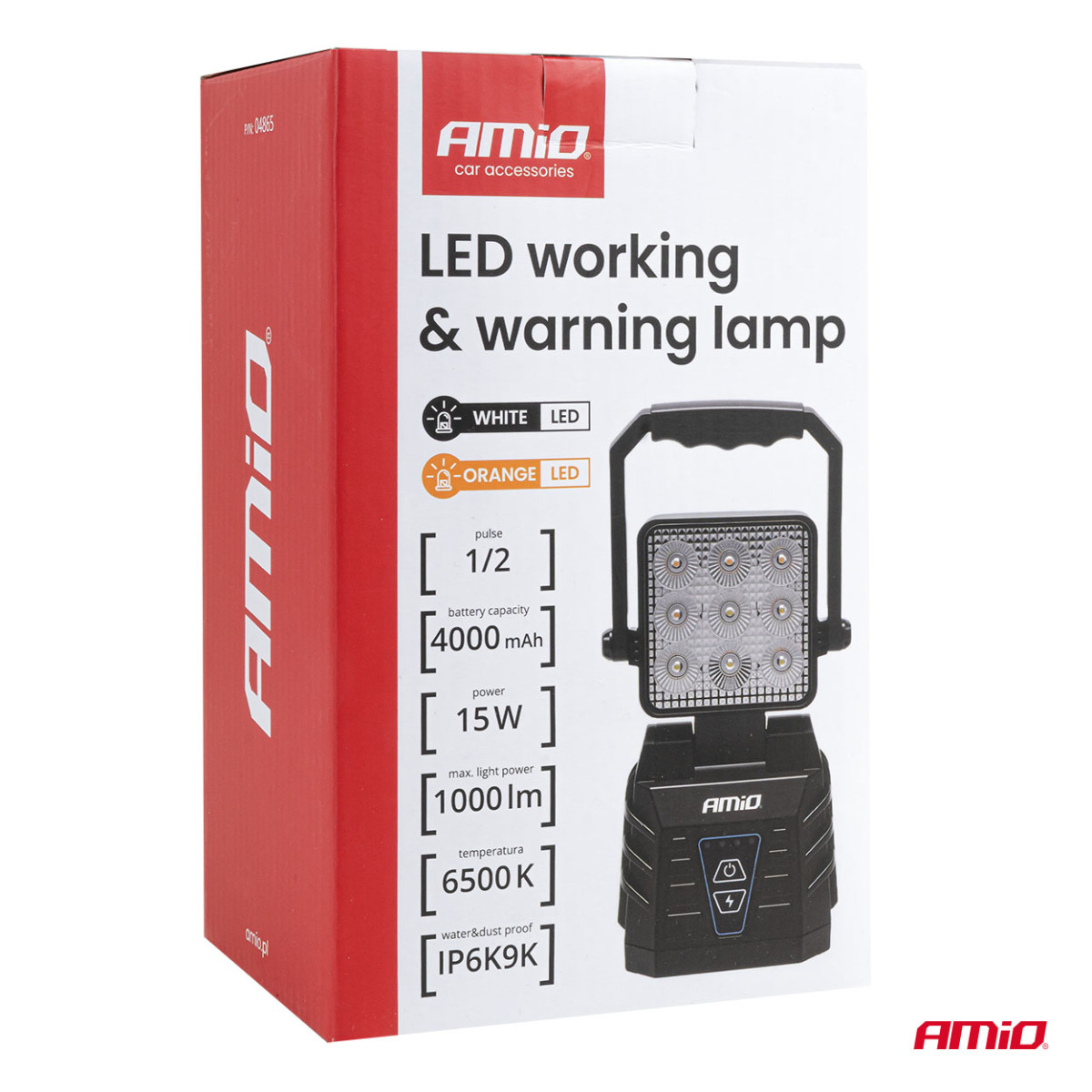 Tragbare LED-Arbeits- und Warnleuchte 15W (BATT) AMIO-04865