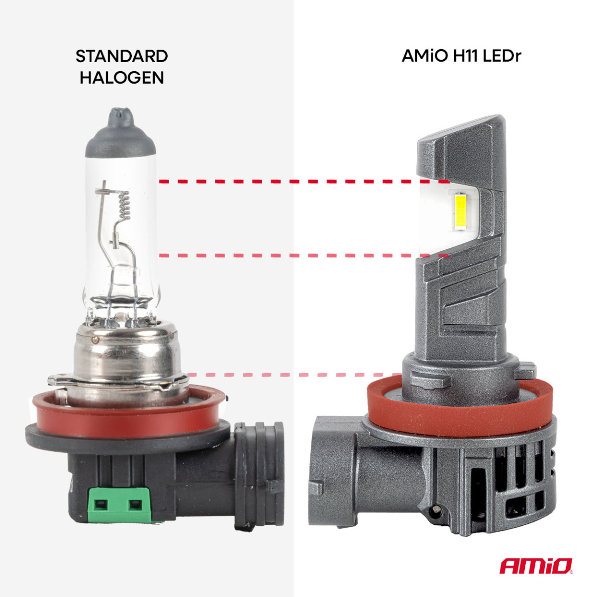 LEDr-Lampen H11 mit R37 E-MARK-Homologation, PnP, FAN, 18 W, AMIO-05120