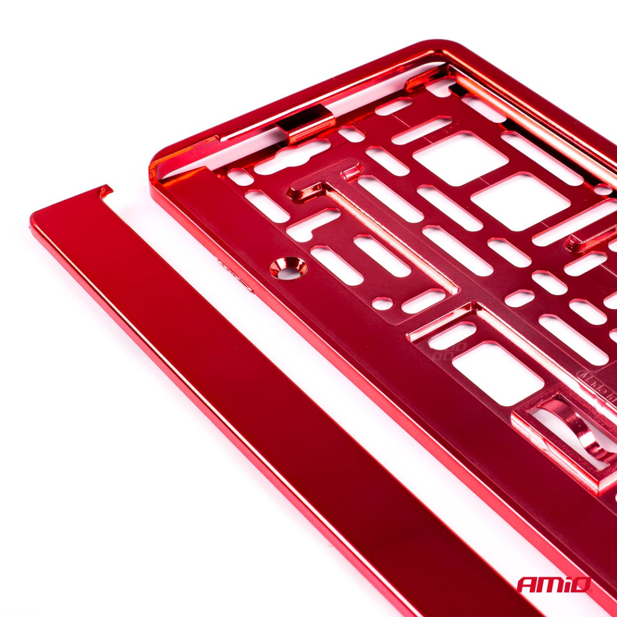 Kennzeichenhalter – metallisch rot, AMIO-03171