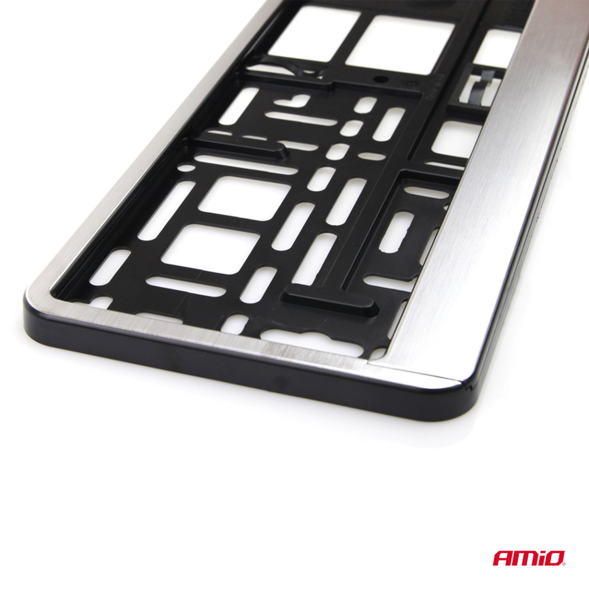 Kennzeichenhalter – gebürstetes Silber, AMIO-01646