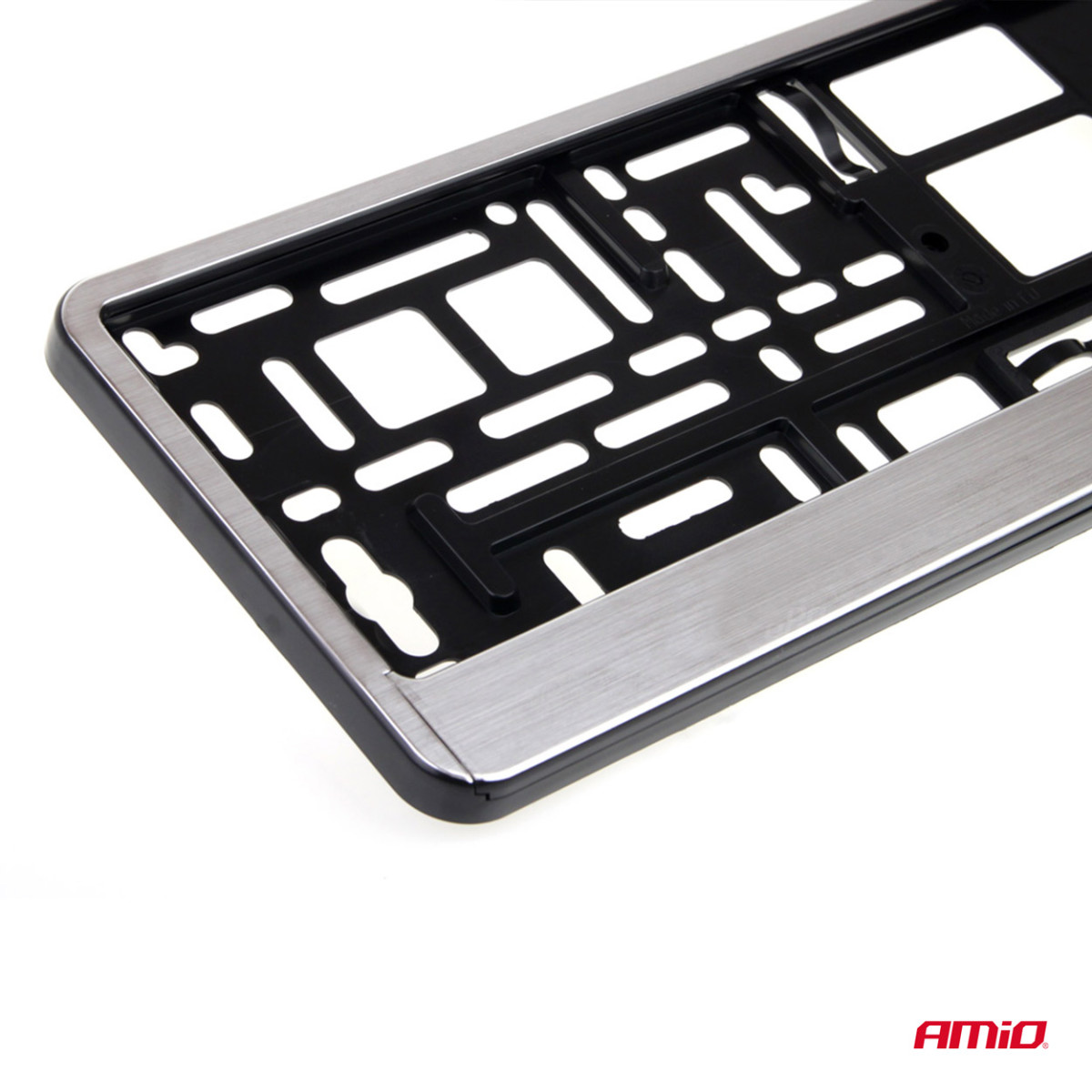 Kennzeichenhalter – gebürstetes Silber, AMIO-01646