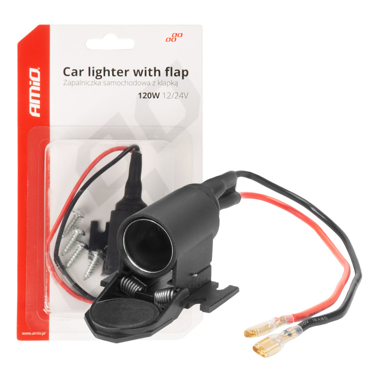 Kfz-Steckdose mit Abdeckung 12/24V AMIO-04128