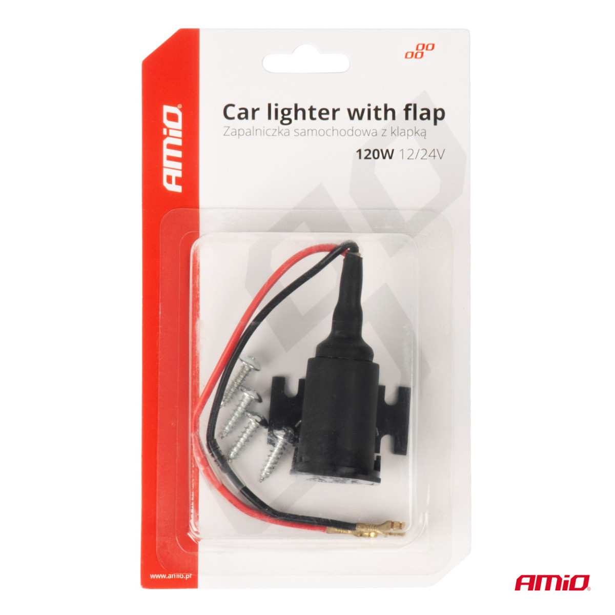 Kfz-Steckdose mit Abdeckung 12/24V AMIO-04128