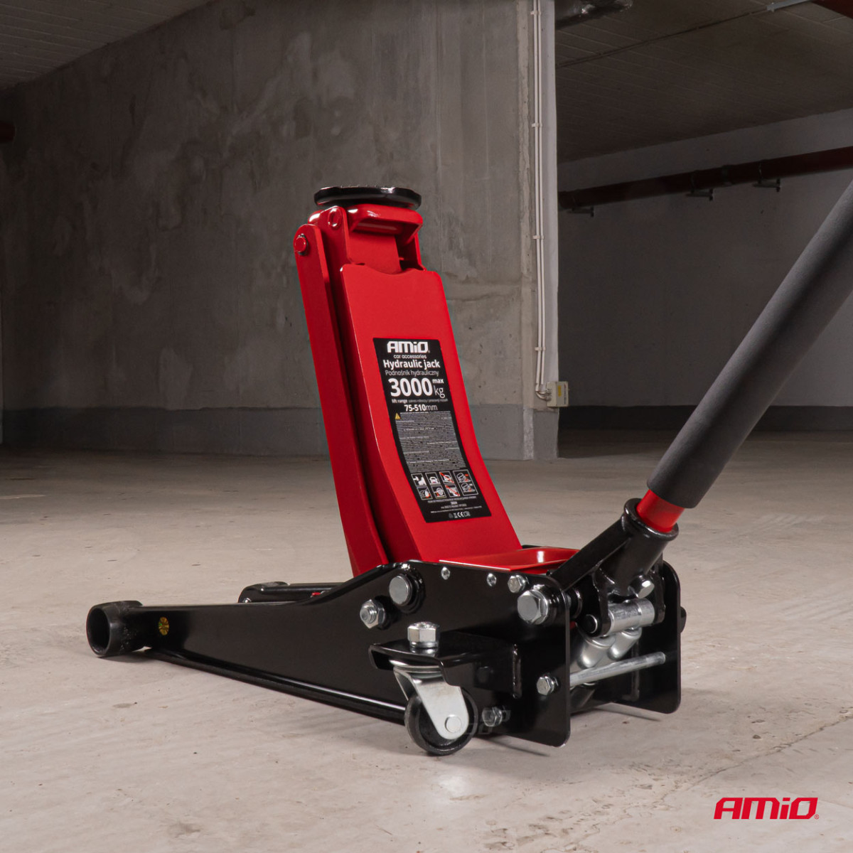 Flache hydraulische Hebebühne 3000 kg, 75–510 mm, CE, AMIO-04215