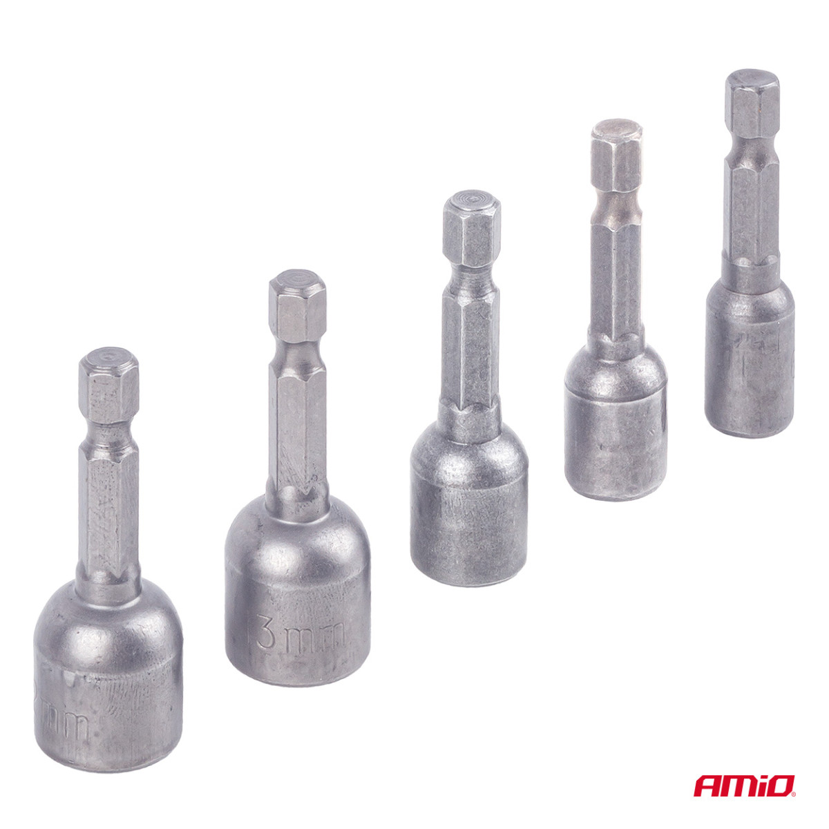 Magnetisches Schraubendreher-Bit-Set, 1/4" Sechskant, 6 / 8 / 10 / 12 / 13 mm, 5-teilig, AMIO-04937
