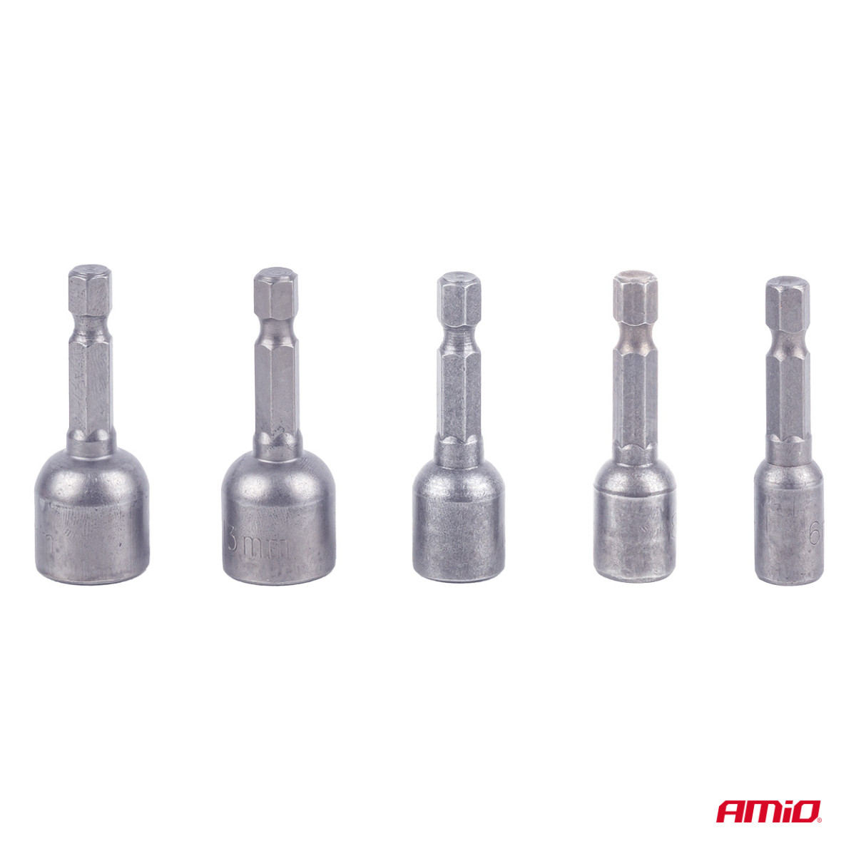 Magnetisches Schraubendreher-Bit-Set, 1/4" Sechskant, 6 / 8 / 10 / 12 / 13 mm, 5-teilig, AMIO-04937