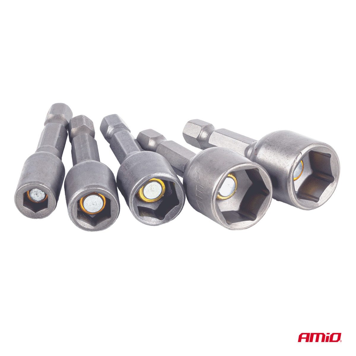Magnetisches Schraubendreher-Bit-Set, 1/4" Sechskant, 6 / 8 / 10 / 12 / 13 mm, 5-teilig, AMIO-04937