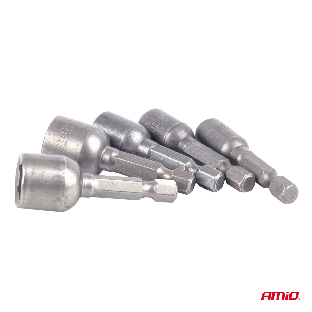 Magnetisches Schraubendreher-Bit-Set, 1/4" Sechskant, 6 / 8 / 10 / 12 / 13 mm, 5-teilig, AMIO-04937
