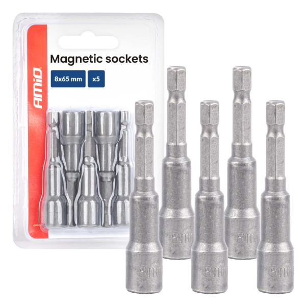 Magnetischer Schraubendreher-Bit-Satz, 1/4" Sechskant, 8 x 65 mm, 5-teilig, AMIO-04938