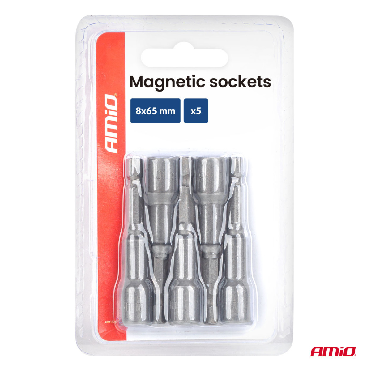 Magnetischer Schraubendreher-Bit-Satz, 1/4" Sechskant, 8 x 65 mm, 5-teilig, AMIO-04938