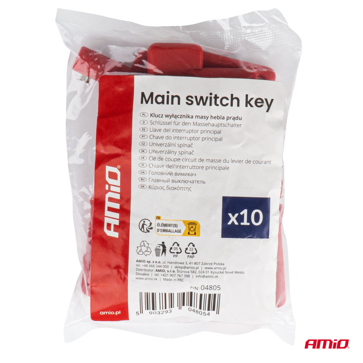 Hauptschalter-Schlüsselsatz, 10 Stück, AMIO-04805