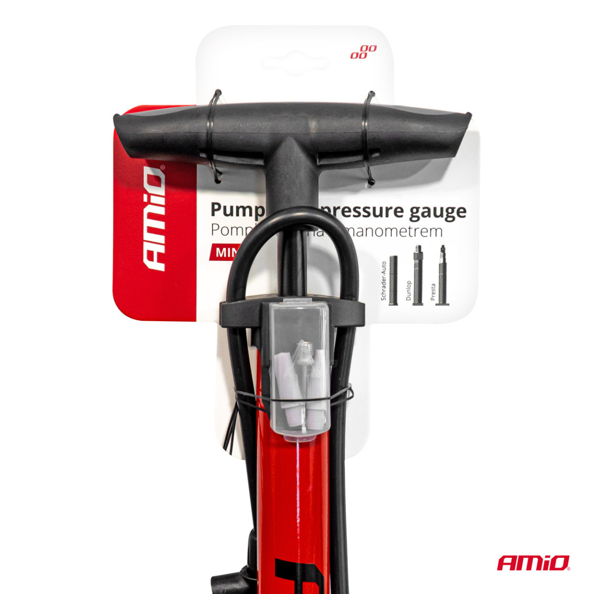 Metall-Handpumpe mit Manometer MINI PU08 AMIO-04343